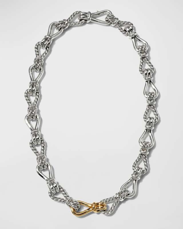 15mm Thoroughbred Loop Linked Chain Necklace in Silver and 18k Gold, 20"L